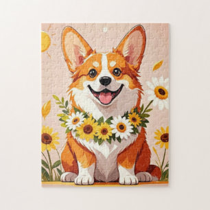 Quebra-cabeça Arte de parede decorativa com corgi e coroa de gir