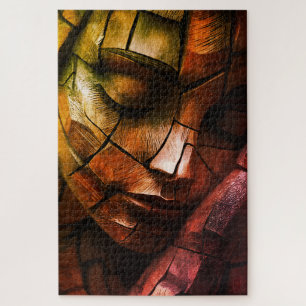Quebra-cabeça Arte de Parede Rosto Feminino em Mosaico Abstrato