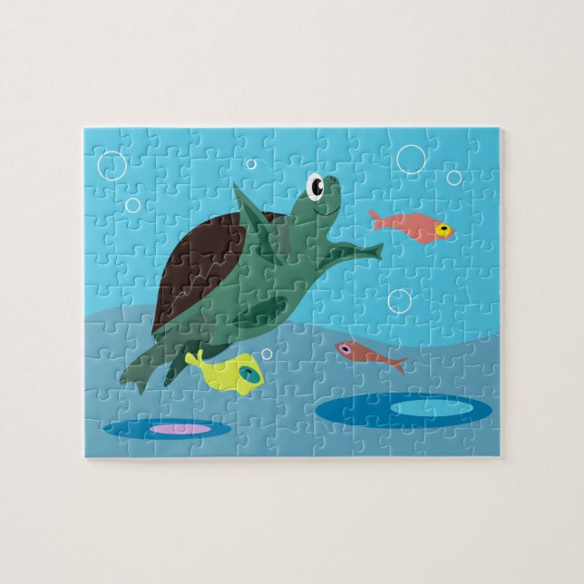 Quebra-cabeça Arte de Peixes Tropicais Caprichosos do Oceano (Horizontal)