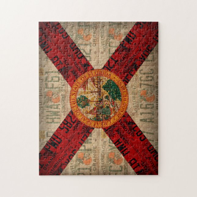 Quebra-cabeça Arte de Placa de Bandeira do Estado da Flórida (Vertical)