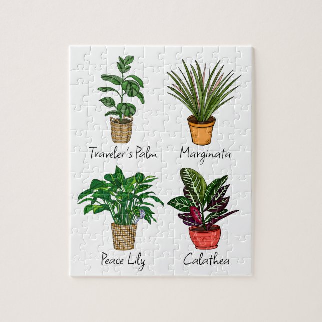 Quebra-cabeça Arte De Plantas De Casa Desenhadas À Mão (Vertical)