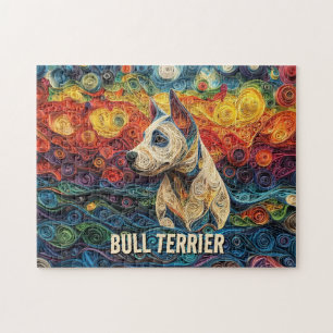 Quebra-cabeça Arte de Quilling em Papel de Bull Terrier Retrato