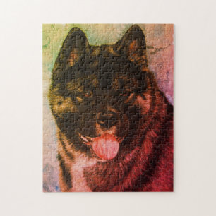Quebra-cabeça arte de retrato de cachorro com cara negra