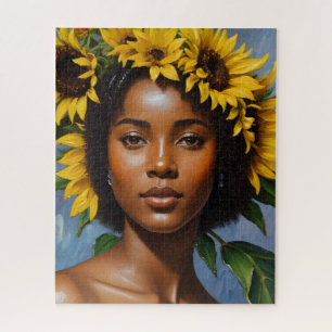 Quebra-cabeça Arte de Retrato de Girassol Negro