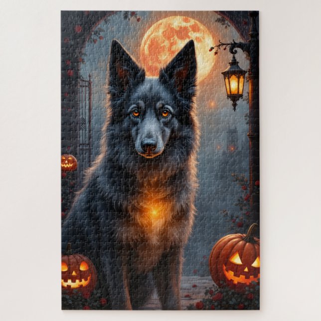 Quebra-cabeça Arte de retrato de Halloween gótico do Silken Wind (Vertical)