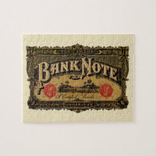 Quebra-cabeça Arte de rótulo de charuto vintage, nota bancária d