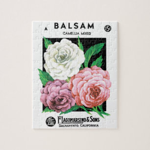 Quebra-cabeça Arte de rótulo de pacote de sementes vintage, flor