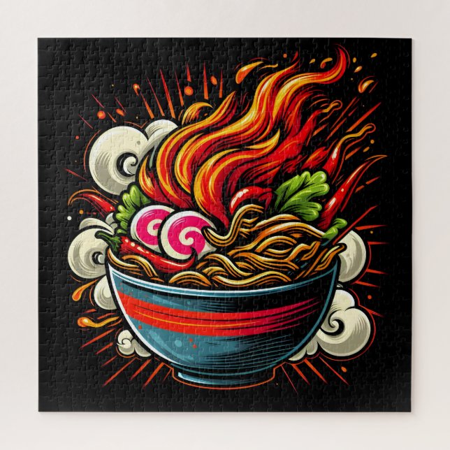 Quebra-cabeça Arte de Rua de Ramen Japonês Apimentado (Vertical)