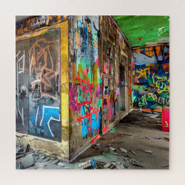Quebra-cabeça Arte de Rua Edifício Abandonado Personalizado (Vertical)
