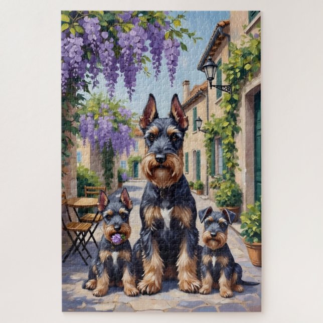 Quebra-cabeça Arte de Rua Schnauzer Wisteria (Vertical)