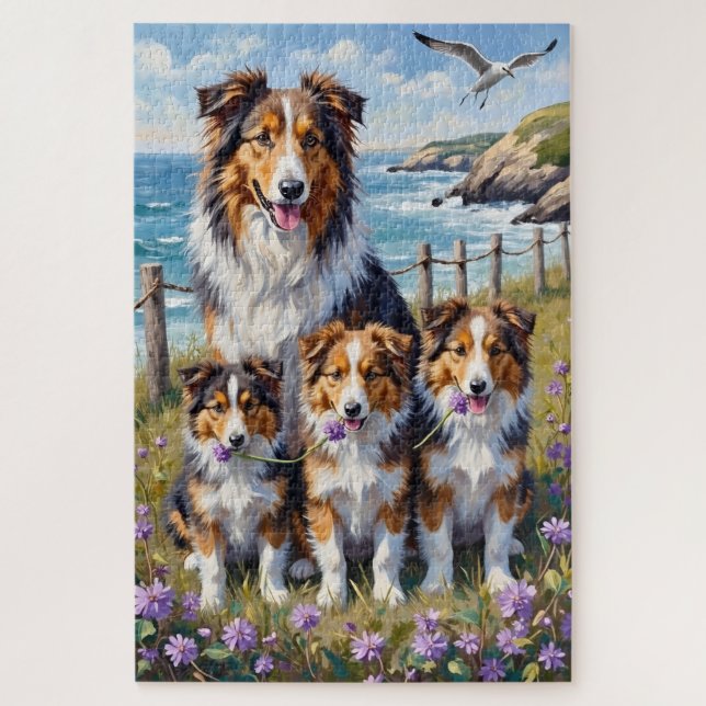Quebra-cabeça Arte de Shetland Sheepdog com Heather Costeira (Vertical)