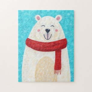 Quebra-cabeça Arte de Urso Polar Fofo Puzzle de Natal Férias