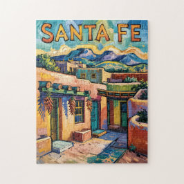 Quebra-cabeça Arte de Viagem de Santa Fé em Estilo Van Gogh com 