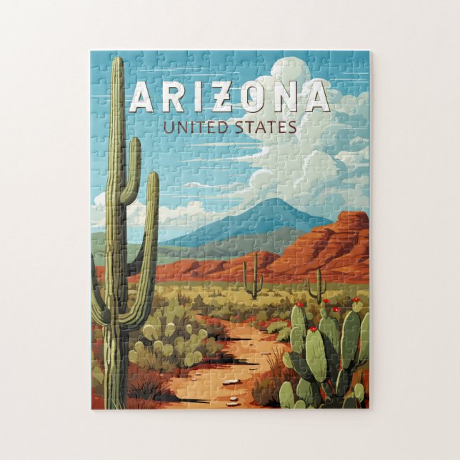 Quebra-cabeça Arte de Viagem Vintage do Arizona (Vertical)