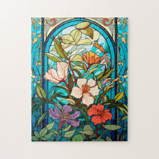 Quebra-cabeça Arte de Vitral Arco Floral Art Nouveau Puzzle