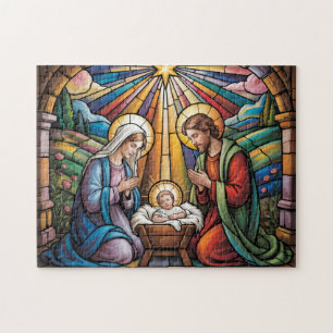 Quebra-cabeça Arte de Vitral da Natividade – Natal da Sagrada Fa