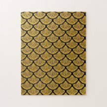 Arte Deco Escalas de Sereia - Preto e Dourado