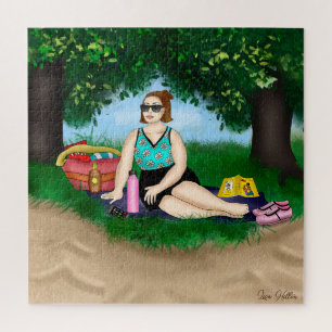Quebra-cabeça Arte desenhada   Relaxamento de mulheres em Praia