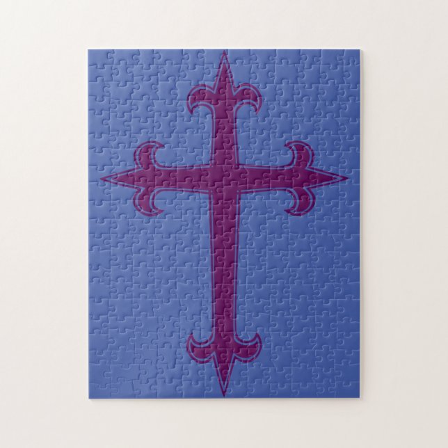 Quebra-cabeça Arte Devocional de Quaresma e Advento da Cruz Roxa (Vertical)