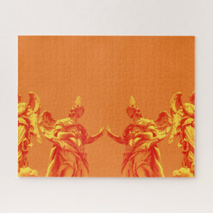 Quebra-cabeça Arte digital cor de laranja com esculturas