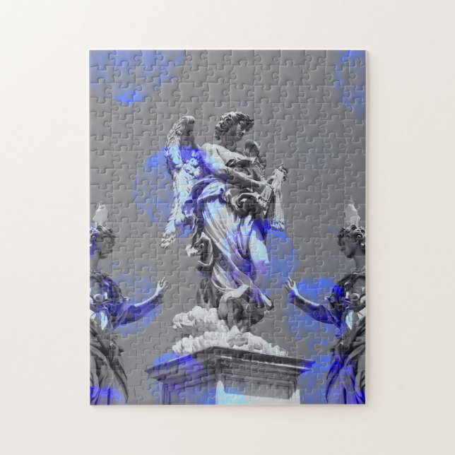 Quebra-cabeça Arte digital de esculturas pincéis de cor azul (Vertical)