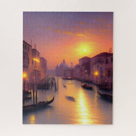 Quebra-cabeça Arte digital de pôr do sol em um canal de Veneza  