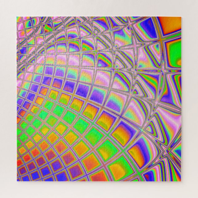 Quebra-cabeça Arte Digital Fractal Abstrato Trippy Groovy Vibran (Vertical)
