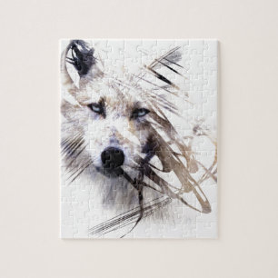 Quebra-cabeça Arte do animal dos lobos do lobo branco