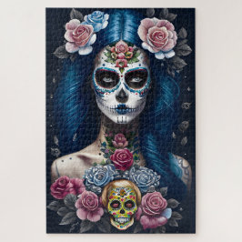 Quebra-cabeça Arte do Crânio do Açúcar - Mulher em Greve na Maqu