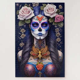 Quebra-cabeça Arte do Crânio do Açúcar - Mulher na Maquiagem do 