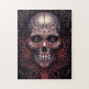Quebra-cabeça Arte do Horror Gótico do Crânio Surreal