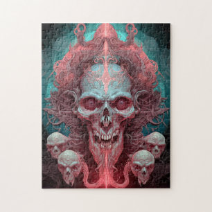 Quebra-cabeça Arte do Horror Gótico do Crânio Surreal