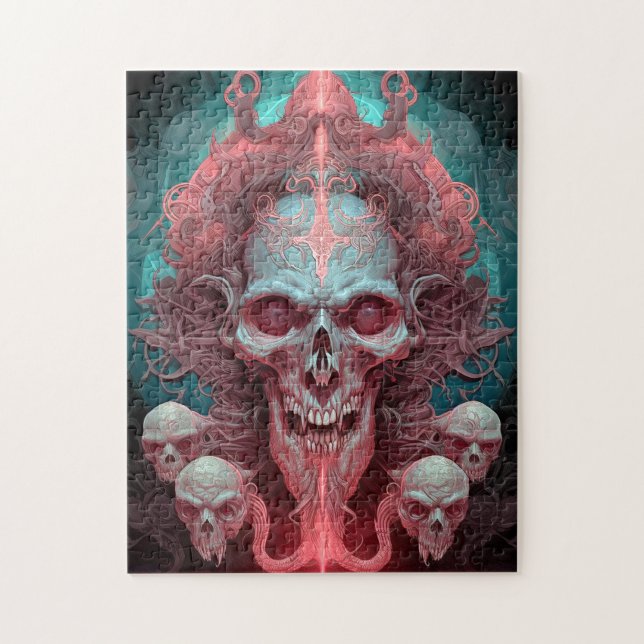 Quebra-cabeça Arte do Horror Gótico do Crânio Surreal (Vertical)