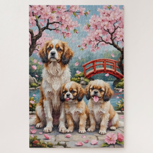 Quebra-cabeça Arte do Jardim de Cerejeira Chin Japonês (Vertical)