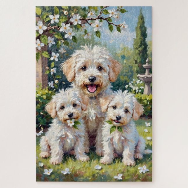Quebra-cabeça Arte do Jardim de Jasmin Bichon Frise (Vertical)