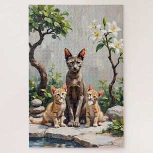 Quebra-cabeça Arte do Jardim de Lírios Zen do Oriental Shorthair