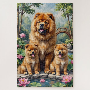 Quebra-cabeça Arte do Jardim de Lótus Chow Chow