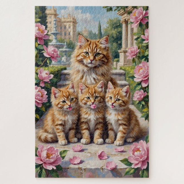 Quebra-cabeça Arte do Palácio de Peônia do Gato Persa (Vertical)