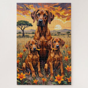 Quebra-cabeça Arte do Pôr do Sol da Savana do Ridgeback da Rodés
