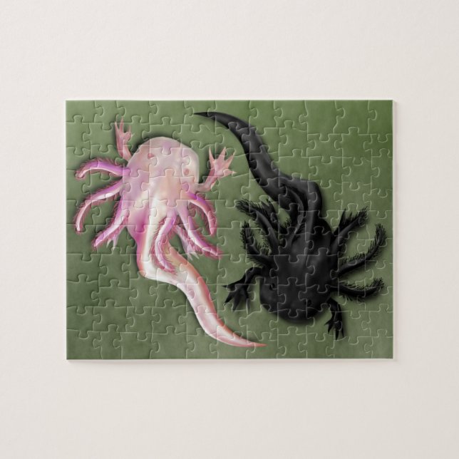 Quebra-cabeça Arte dos Axolotls em preto e branco (Horizontal)