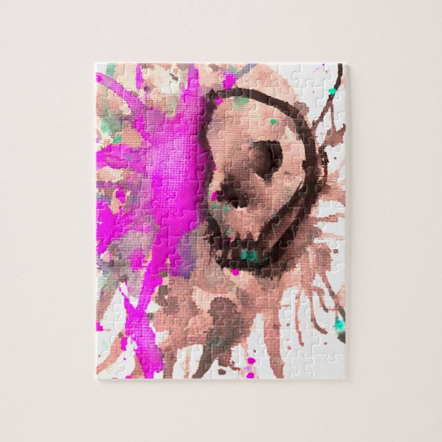 Quebra-cabeça Arte em Aquarela de Caveira Gótica (Vertical)