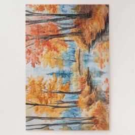 Quebra-cabeça Arte em Aquarela de Floresta de Outono