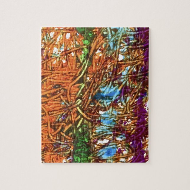 Quebra-cabeça Arte em mármore laranja, verde, azul e roxo (Vertical)