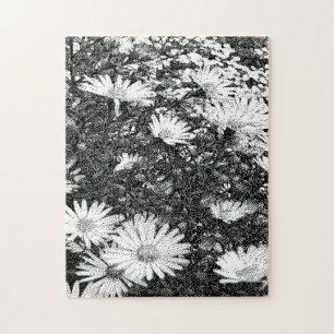 Quebra-cabeça arte em pixéis preto e branco