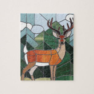 Quebra-cabeça Arte em Vidro Pintado, Estilo de Arte de Veado em