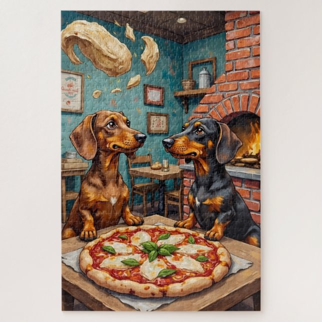 Quebra-cabeça Arte engraçada de Dachshund para amantes de cães e (Vertical)