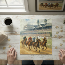Arte Equestre em Aquarela de Derby Elegante