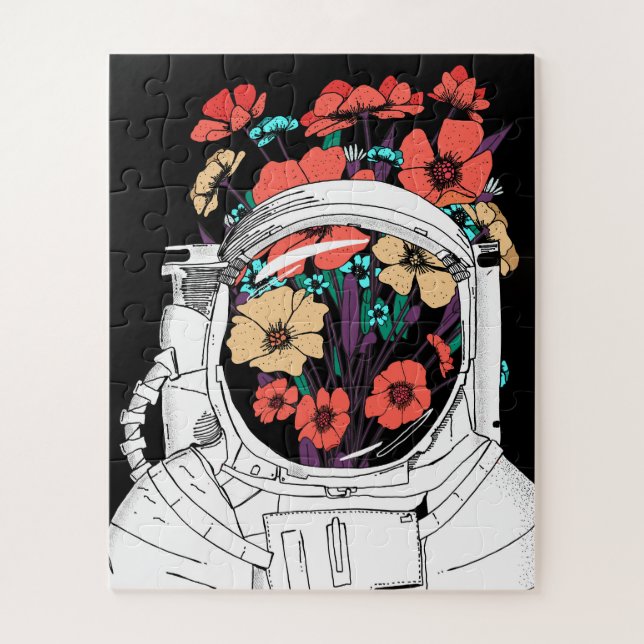 Quebra-cabeça Arte espacial floral de astronauta (Vertical)