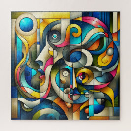 Quebra-cabeça Arte Espacial Negativa Inspirada em Braque Vibrant