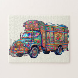 Quebra-cabeça Arte Estética de Caminhões Vintage Pakistaneses De